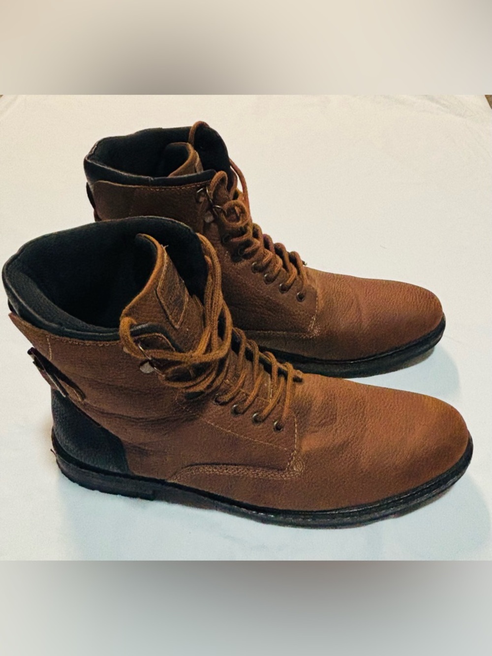 Levi's Men's Tan-Brown Leather Lace-Up Ankle Boots - Picture 2 of 5